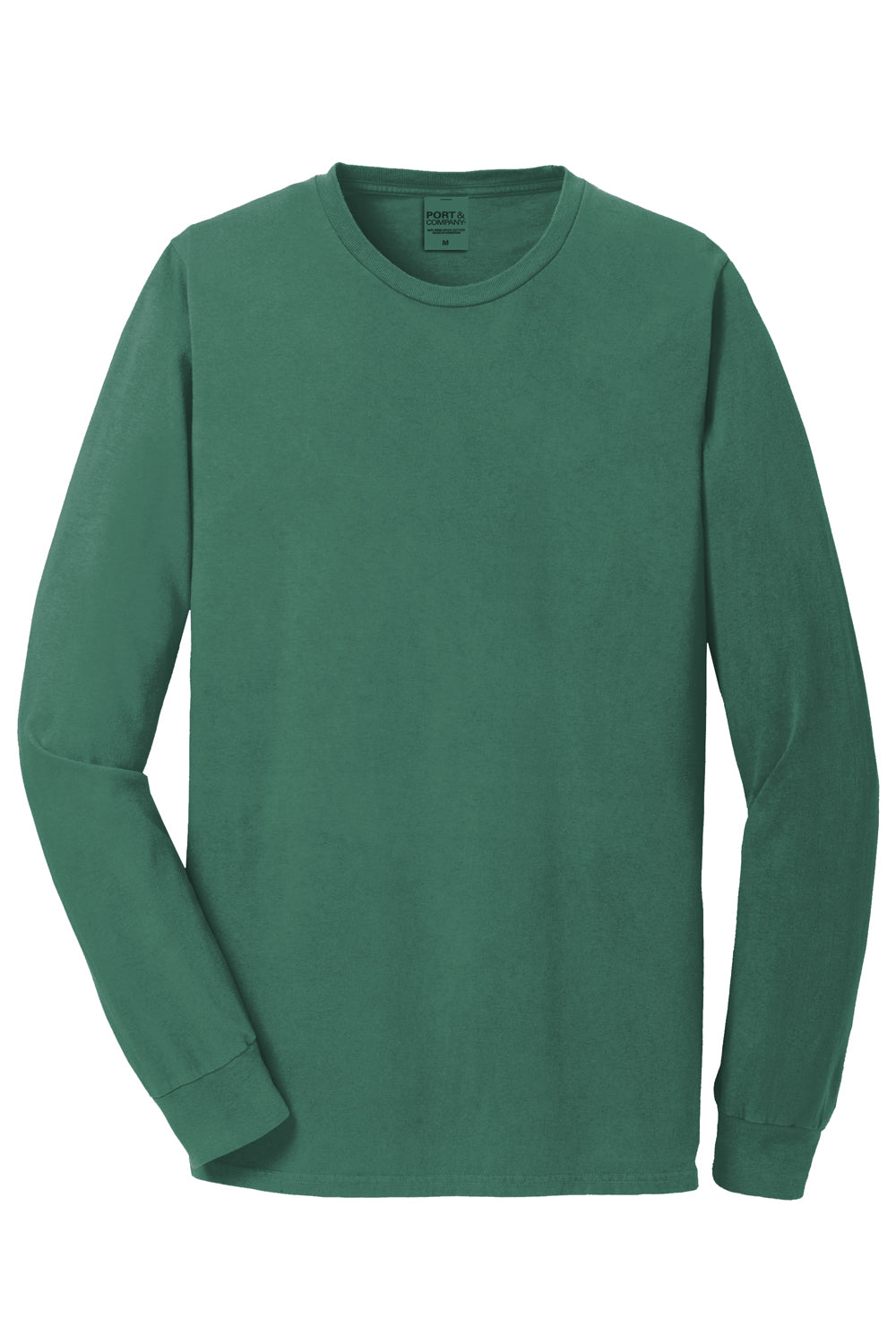 Port & Company Mens Beach Wash Long Sleeve Crewneck T-Shirt Nordic Green Flat Front