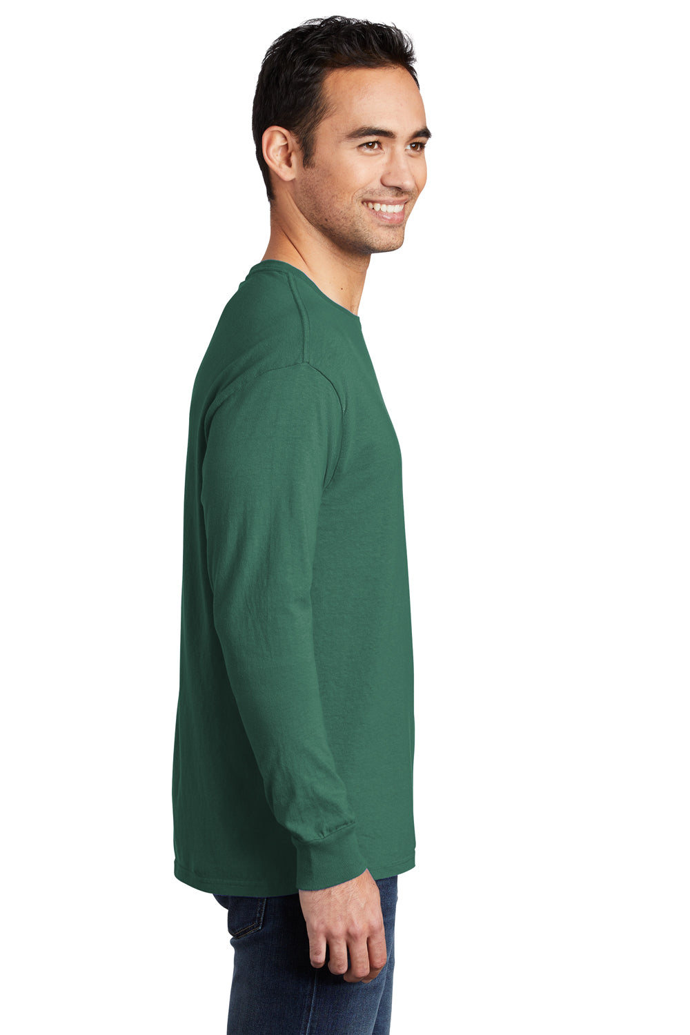 Port & Company Mens Beach Wash Long Sleeve Crewneck T-Shirt Nordic Green Side