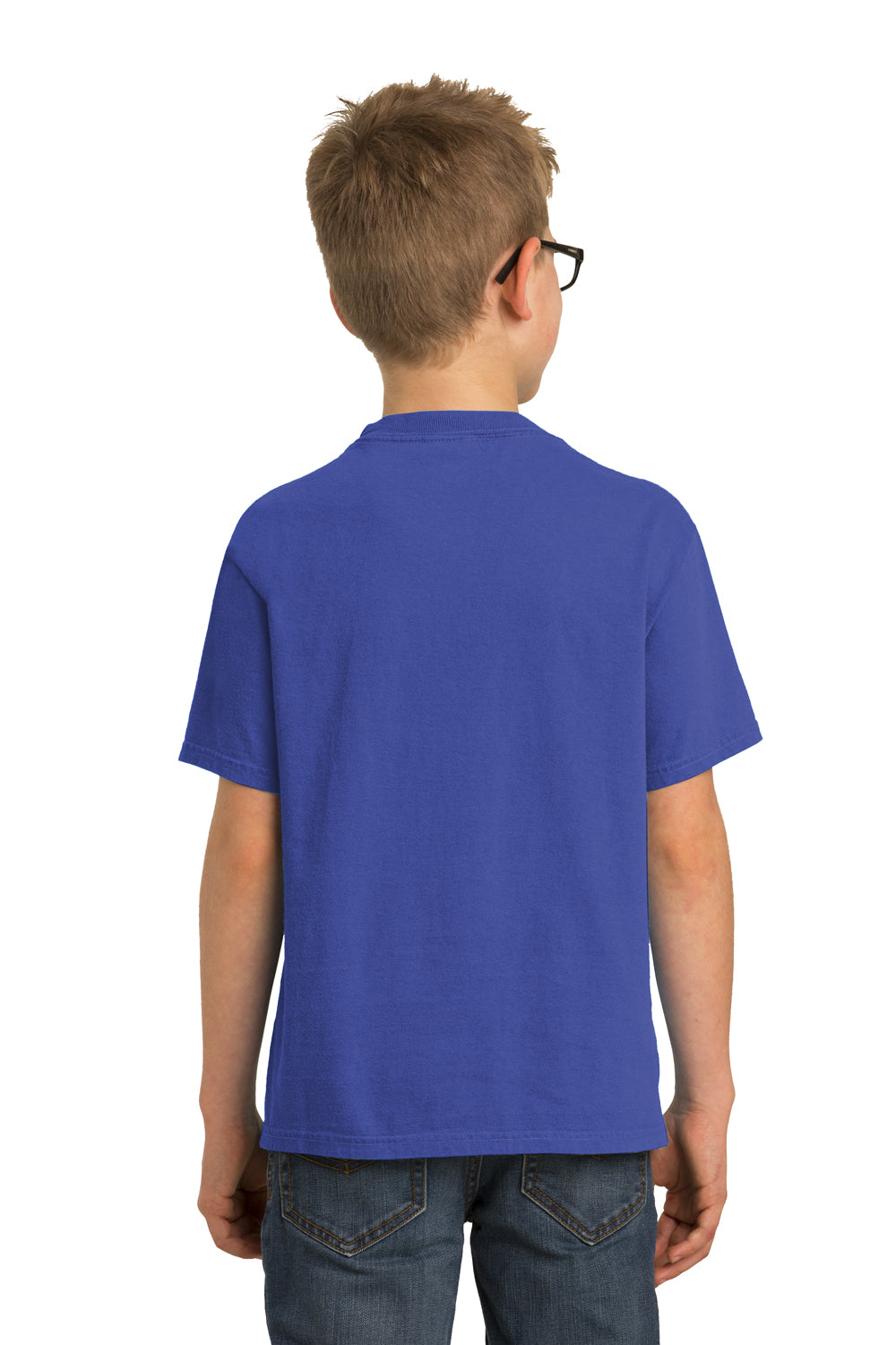 Port & Company Youth Beach Wash Short Sleeve Crewneck T-Shirt Iris Blue Back
