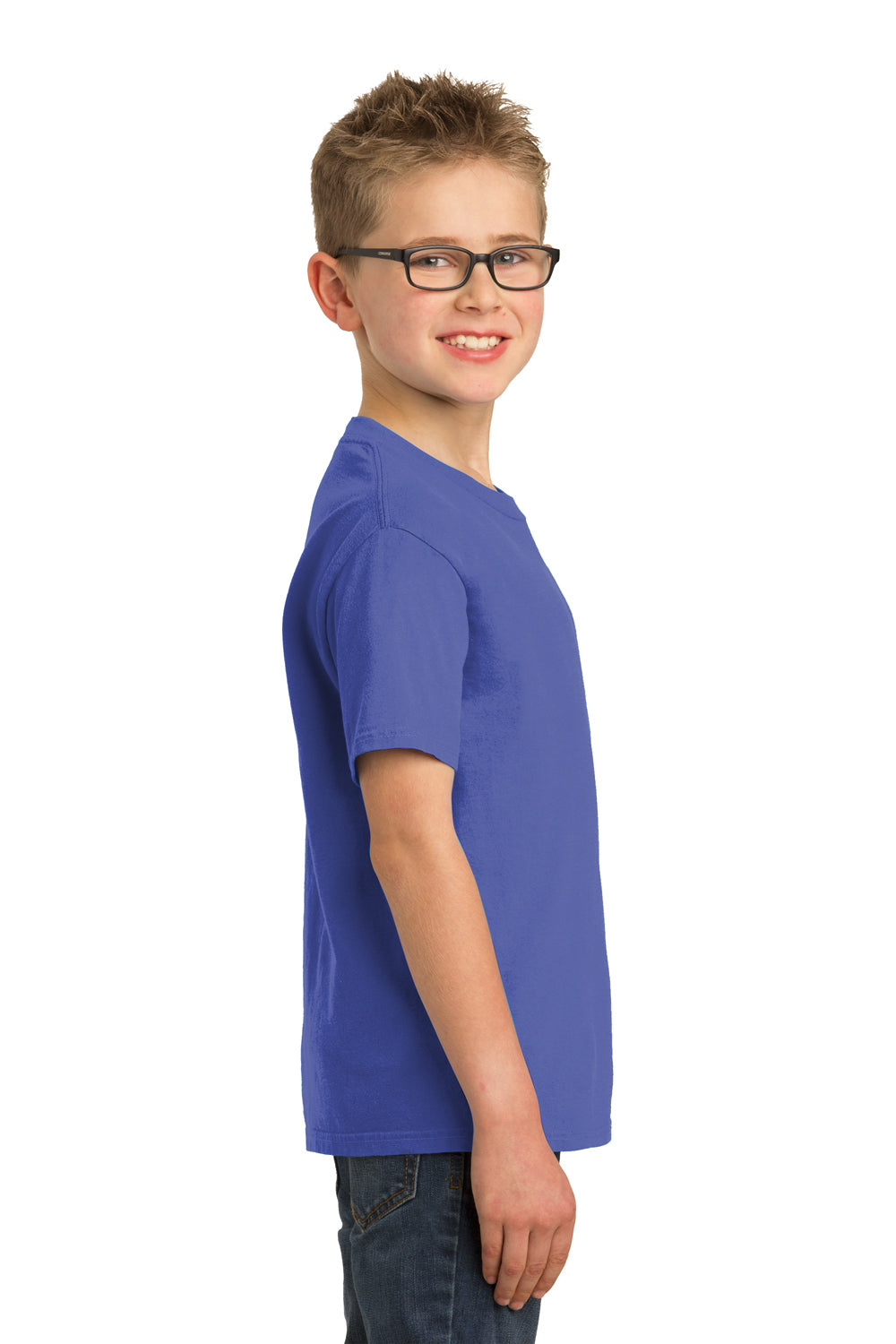 Port & Company Youth Beach Wash Short Sleeve Crewneck T-Shirt Iris Blue Side