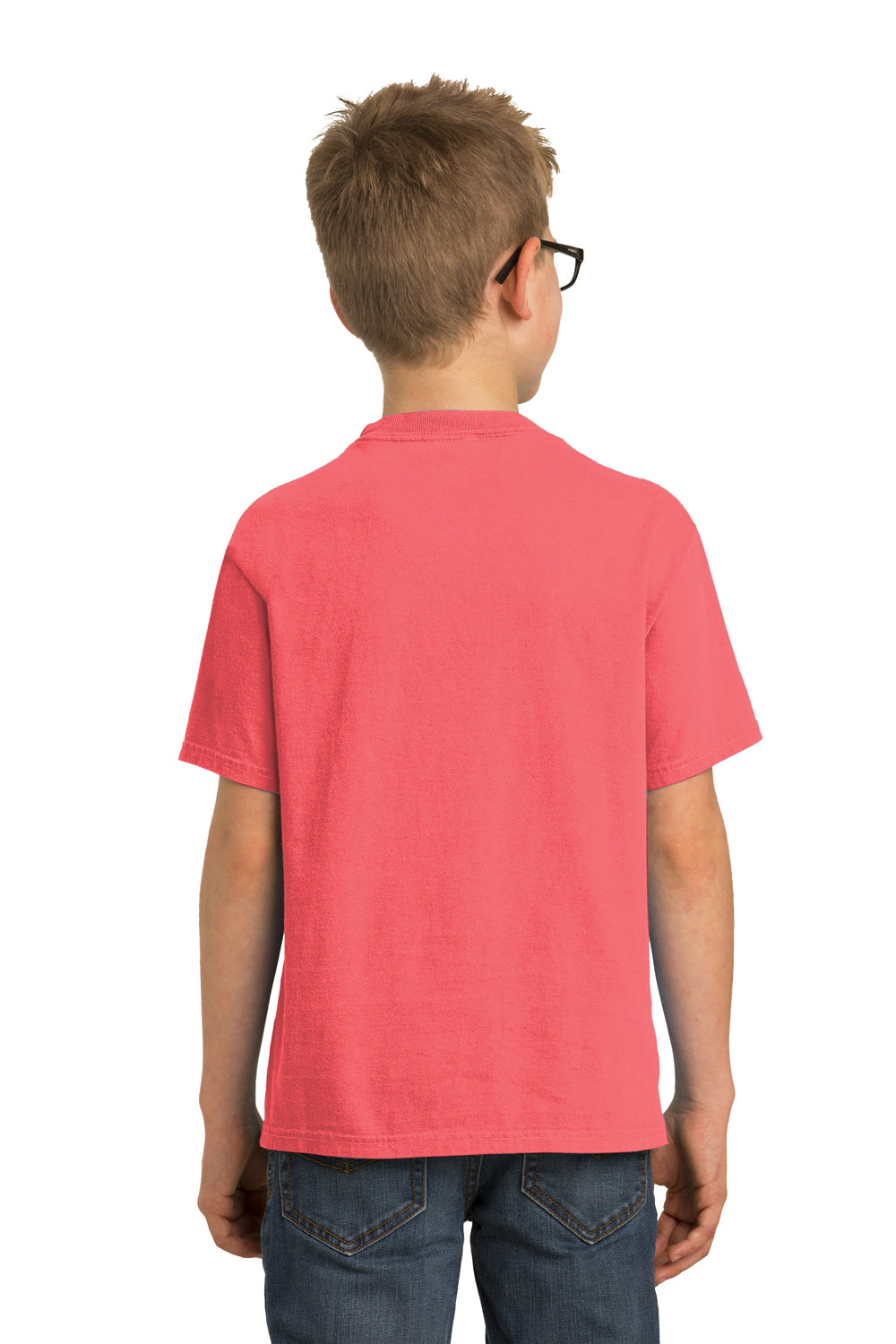 Port & Company Youth Beach Wash Short Sleeve Crewneck T-Shirt Fruit Punch Pink Back