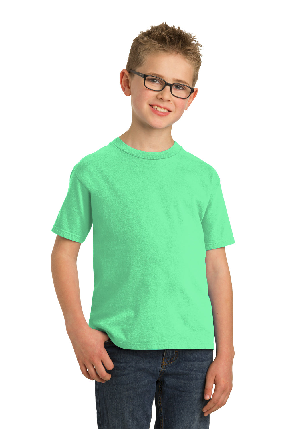Port & Company Youth Beach Wash Short Sleeve Crewneck T-Shirt Jadeite Green Front