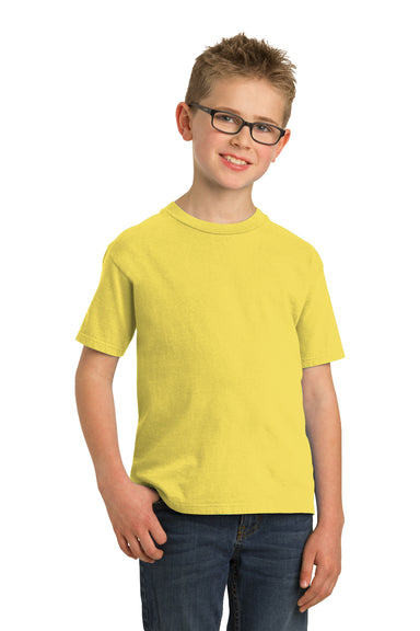 Port & Company Youth Beach Wash Short Sleeve Crewneck T-Shirt Popcorn Yellow Front