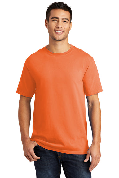 Port & Company Mens Beach Wash Short Sleeve Crewneck T-Shirt Cantaloupe Orange Front