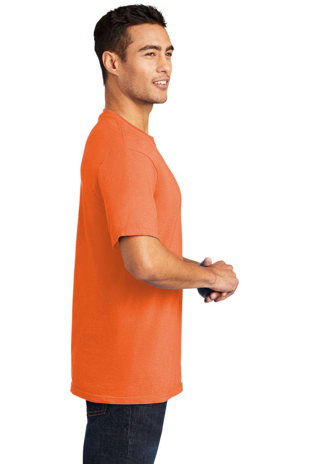 Port & Company Mens Beach Wash Short Sleeve Crewneck T-Shirt Cantaloupe Orange Side