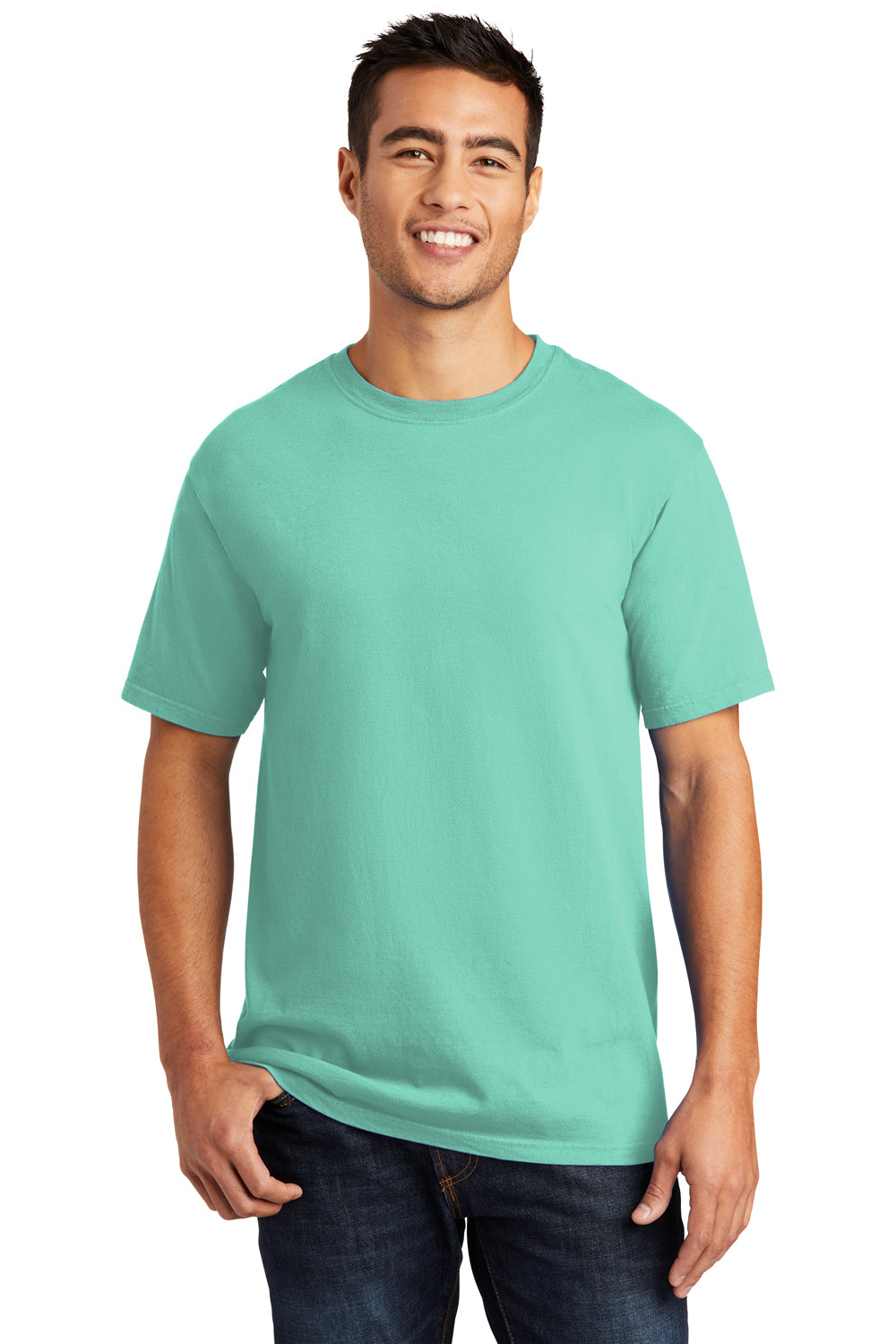 Port & Company Mens Beach Wash Short Sleeve Crewneck T-Shirt Cool Mint Green Front
