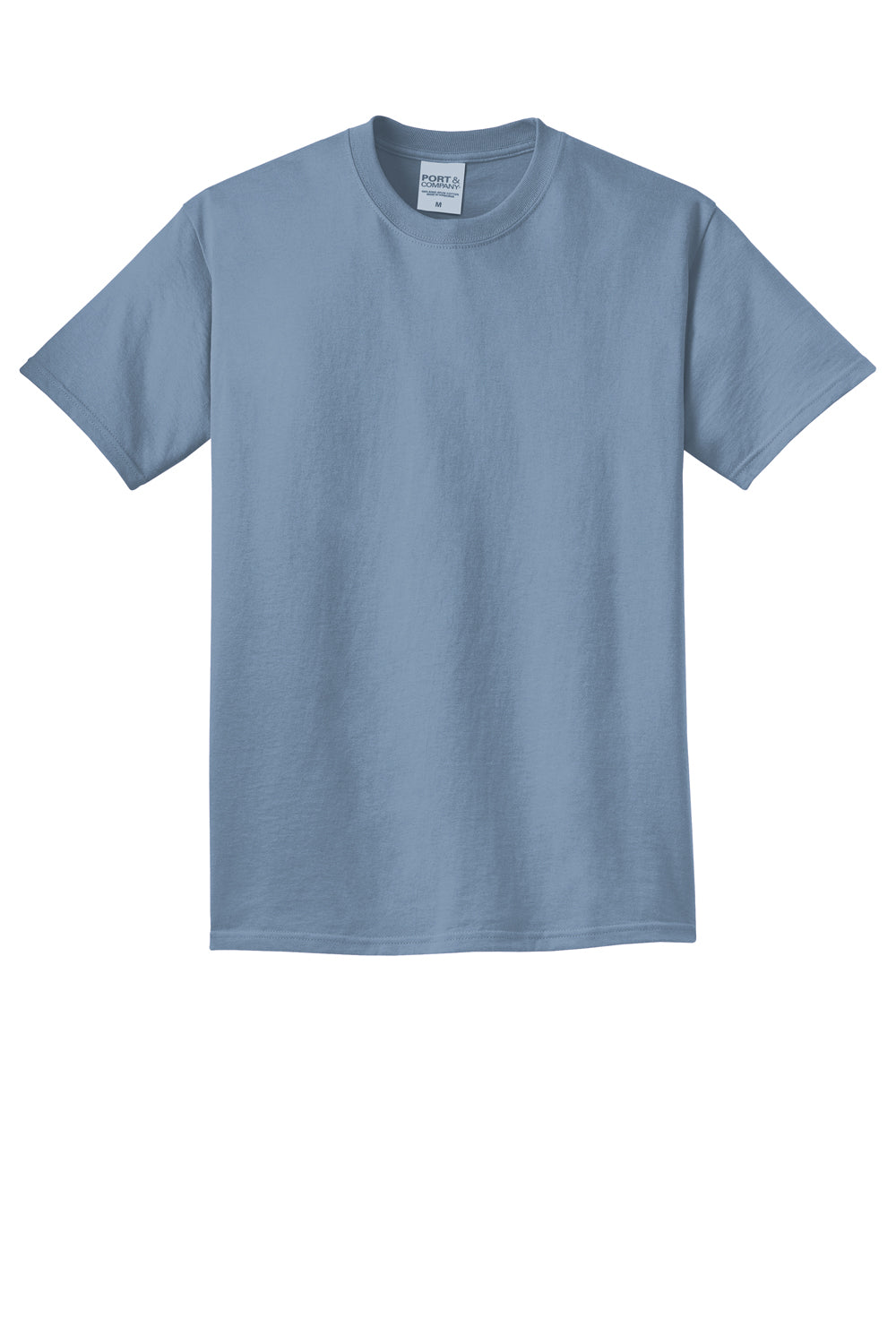 Port & Company PC099 Mens Beach Wash Short Sleeve Crewneck T-Shirt Faded Denim Blue Flat Front