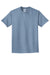 Port & Company PC099 Mens Beach Wash Short Sleeve Crewneck T-Shirt Faded Denim Blue Flat Front