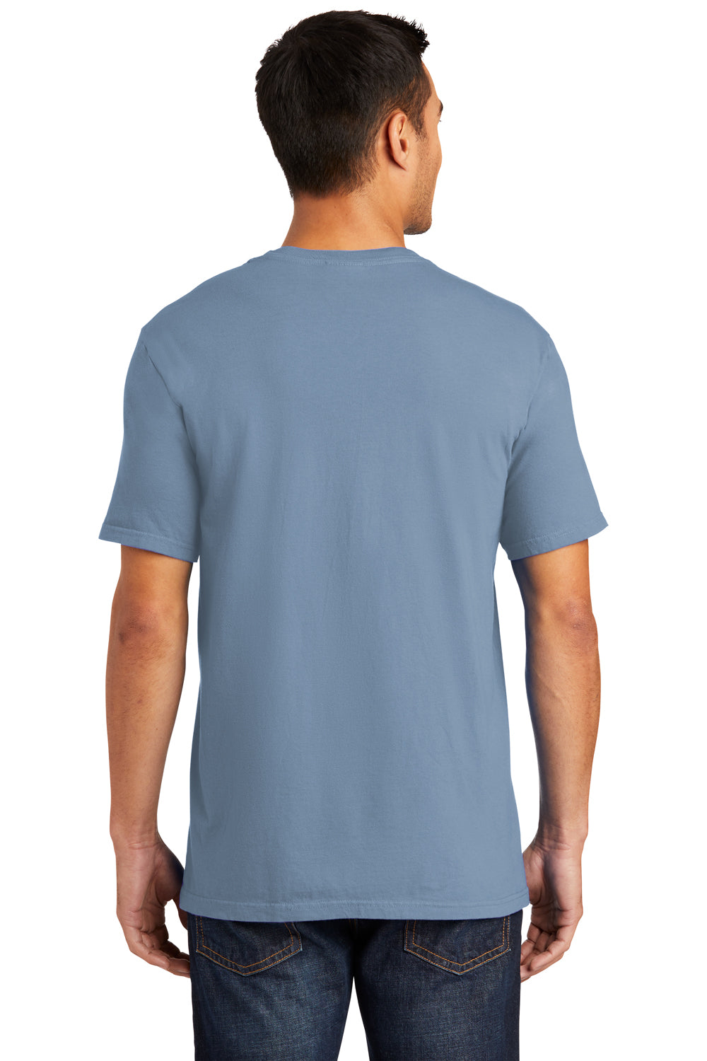 Port & Company PC099 Mens Beach Wash Short Sleeve Crewneck T-Shirt Faded Denim Blue Back