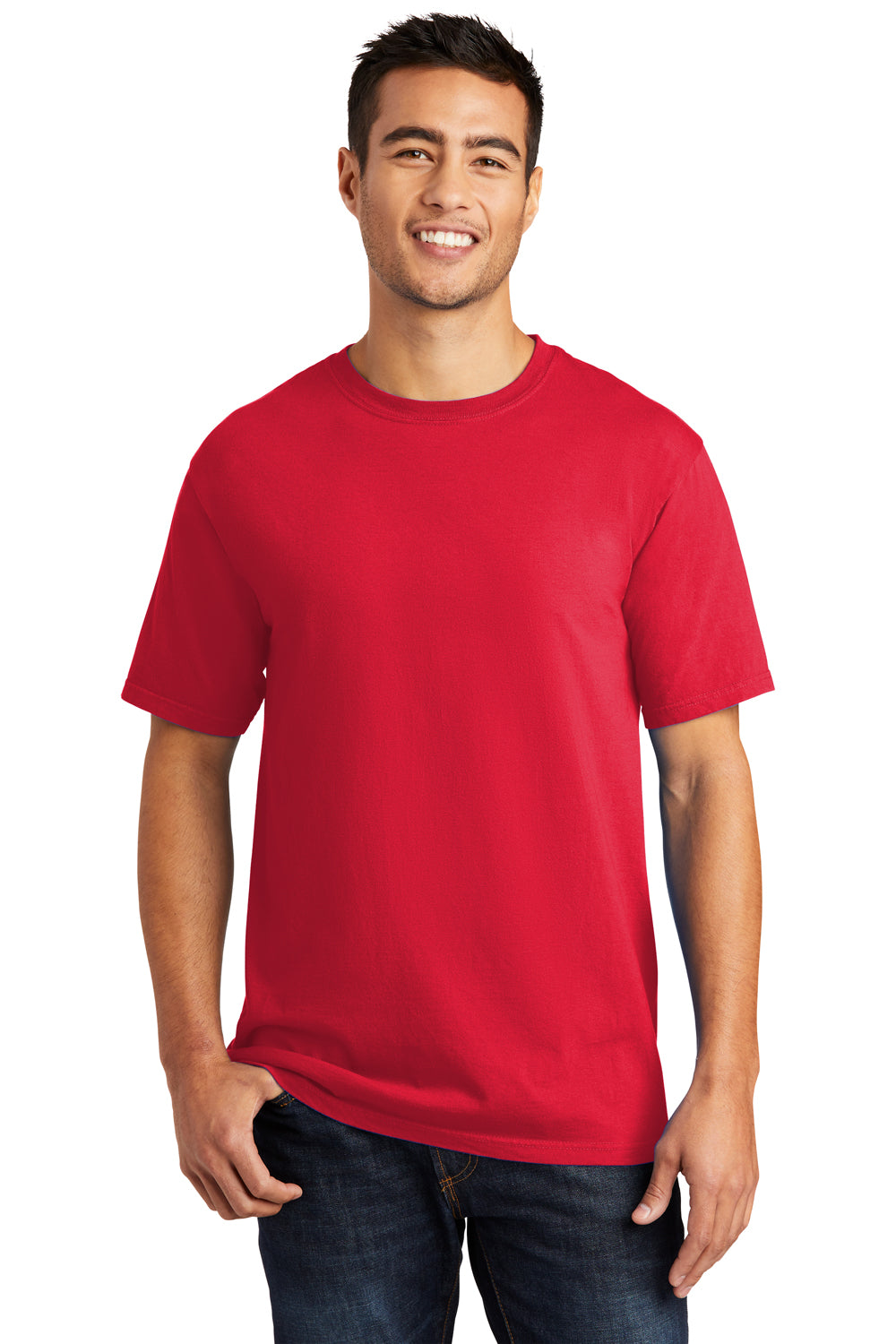 Port & Company PC099 Mens Beach Wash Short Sleeve Crewneck T-Shirt Red Front