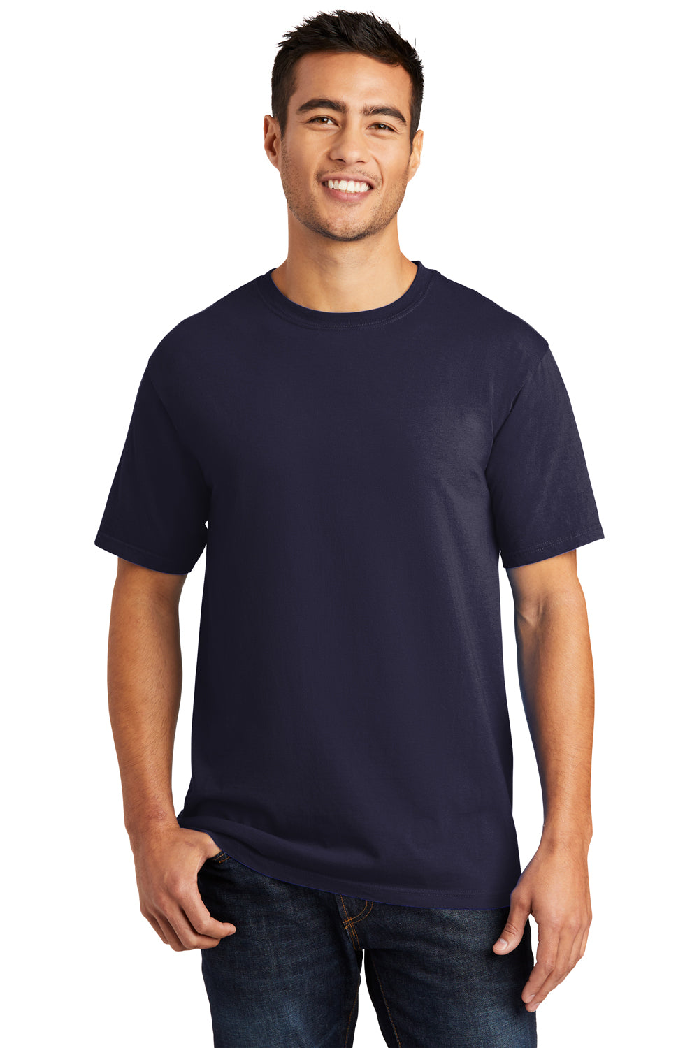 Port & Company Mens Beach Wash Short Sleeve Crewneck T-Shirt True Navy Blue Front