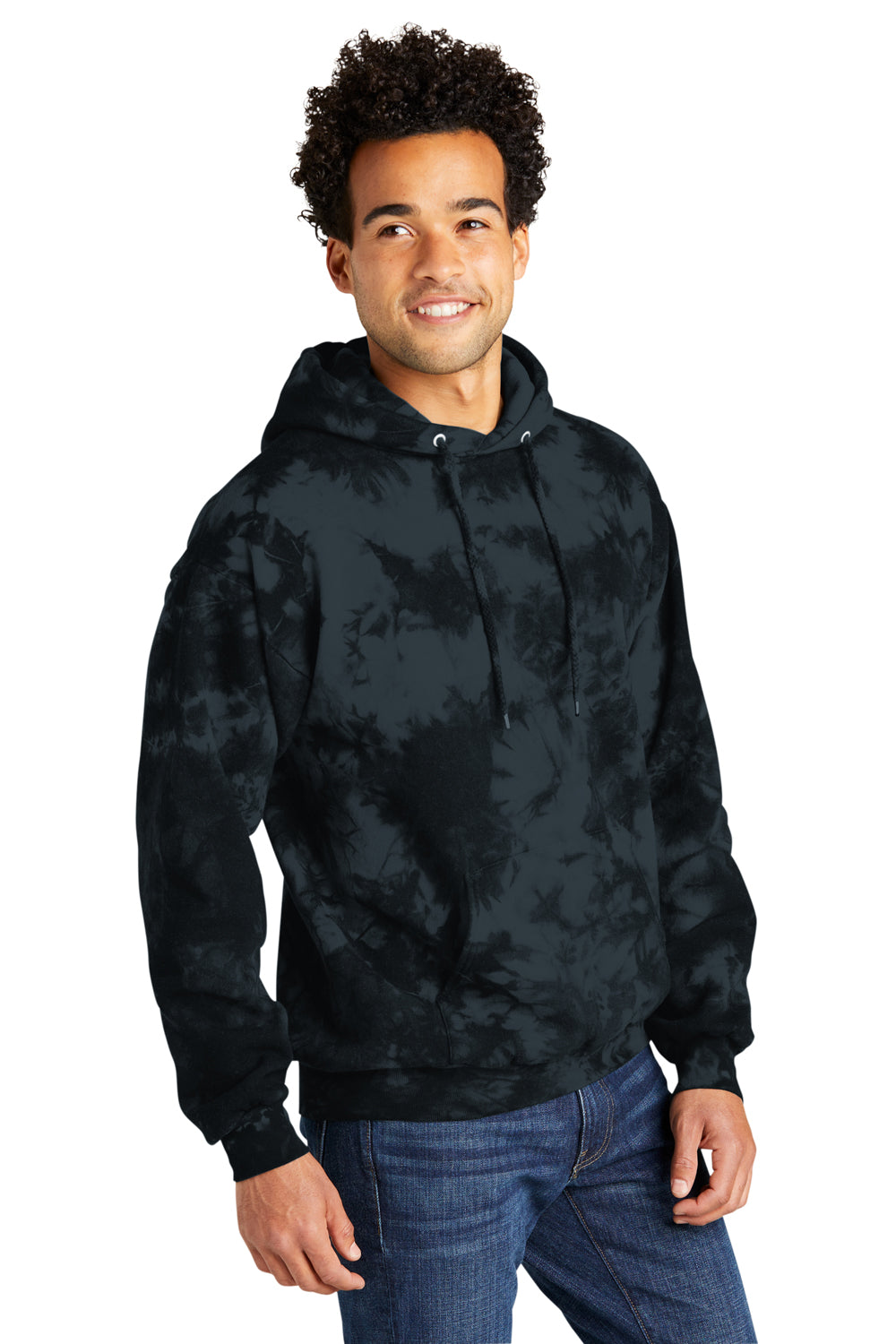 Port & Company PC144 Crystal Tie-Dye Hooded Sweatshirt Hoodie Black 3Q