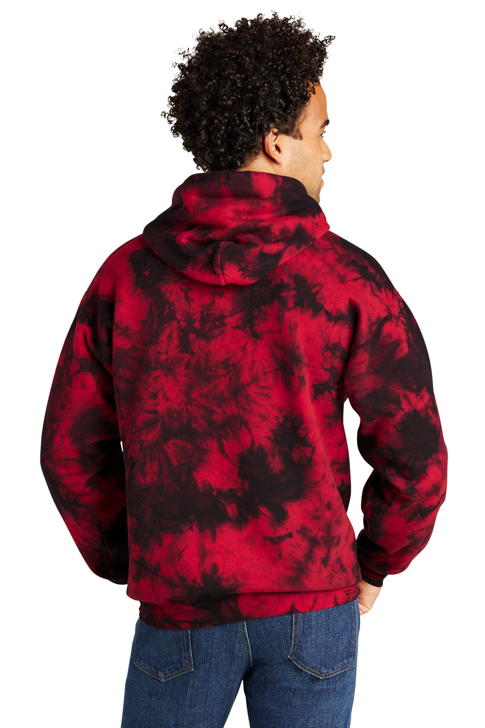 Port & Company PC144 Crystal Tie-Dye Hooded Sweatshirt Hoodie Black/Red Back
