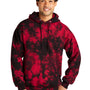 Port & Company Mens Crystal Tie-Dye Hooded Sweatshirt Hoodie - Black/Red
