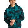 Port & Company Mens Crystal Tie-Dye Hooded Sweatshirt Hoodie - Black/Teal