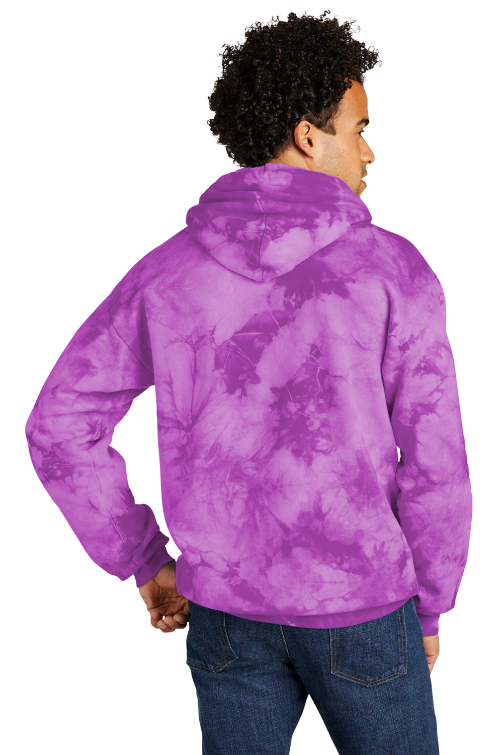 Port & Company PC144 Crystal Tie-Dye Hooded Sweatshirt Hoodie Purple Back