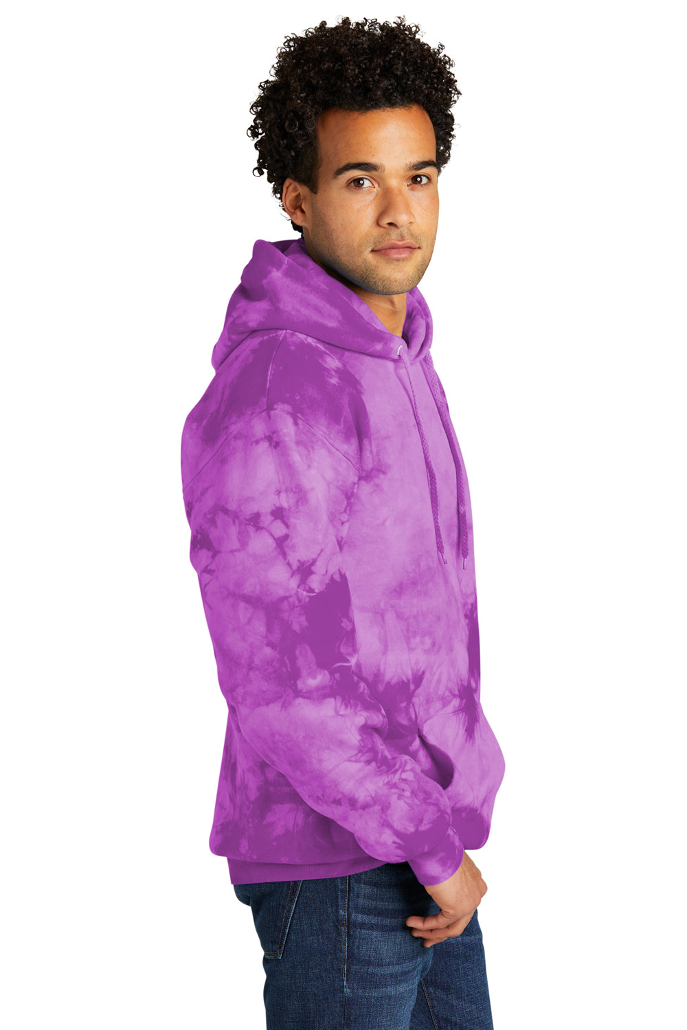 Port & Company PC144 Crystal Tie-Dye Hooded Sweatshirt Hoodie Purple Side