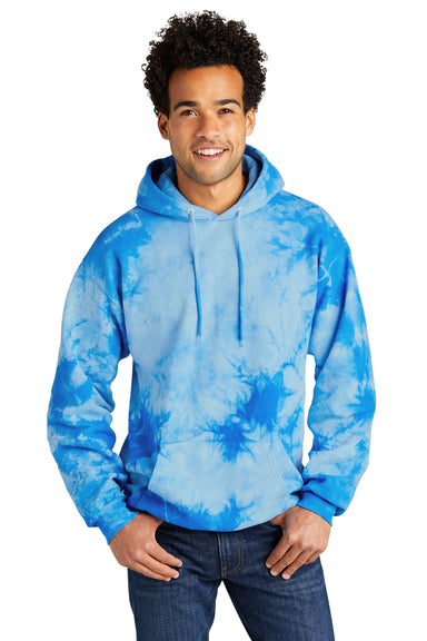 Port & Company PC144 Crystal Tie-Dye Hooded Sweatshirt Hoodie Sky Blue Front