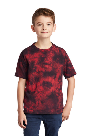Port & Company Youth Crystal Tie-Dye Short Sleeve Crewneck T-Shirt Black/Red Front