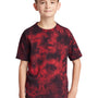 Port & Company Youth Crystal Tie-Dye Short Sleeve Crewneck T-Shirt - Black/Red