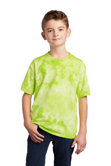 Port & Company Youth Crystal Tie-Dye Short Sleeve Crewneck T-Shirt Lemon Lime Front