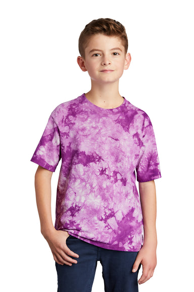 Port & Company Youth Crystal Tie-Dye Short Sleeve Crewneck T-Shirt Purple Front