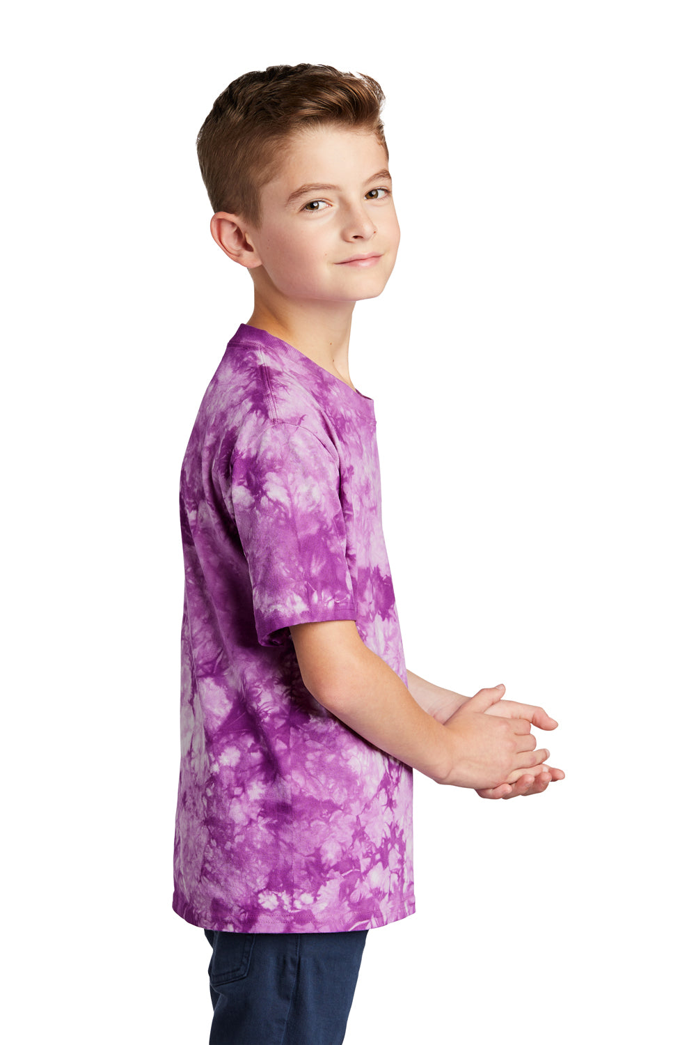 Port & Company Youth Crystal Tie-Dye Short Sleeve Crewneck T-Shirt Purple Side