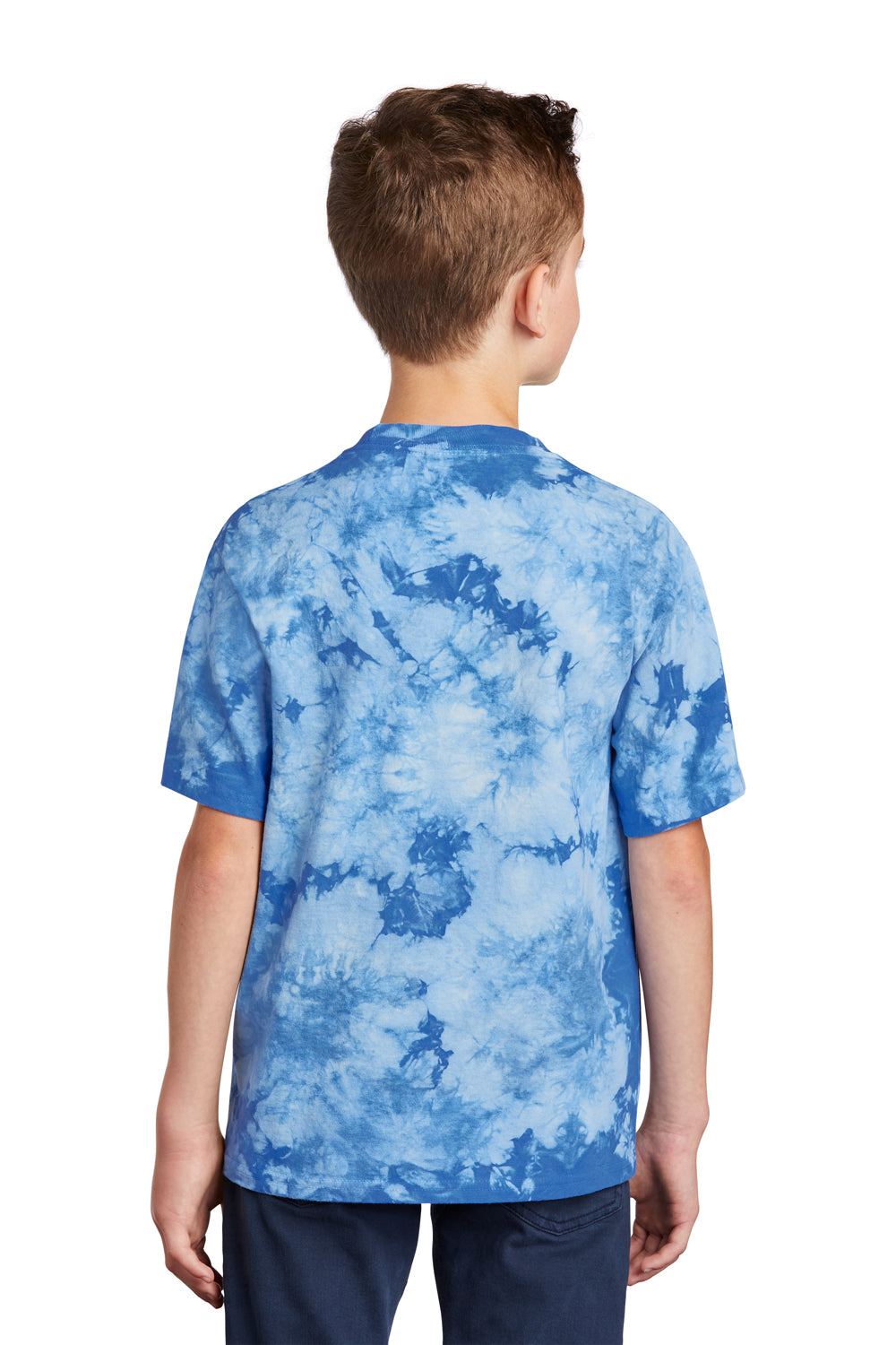 Port & Company Youth Crystal Tie-Dye Short Sleeve Crewneck T-Shirt Sky Blue Side