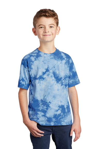 Port & Company Youth Crystal Tie-Dye Short Sleeve Crewneck T-Shirt Sky Blue Front