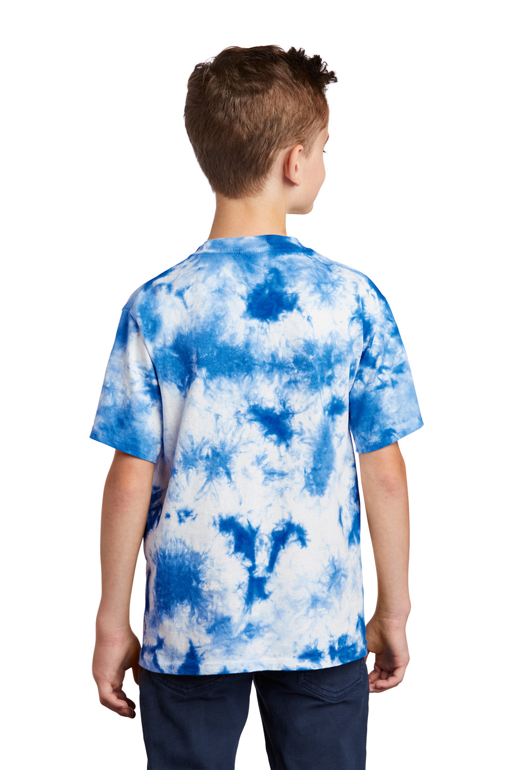 Port & Company Youth Crystal Tie-Dye Short Sleeve Crewneck T-Shirt True Royal Blue Side