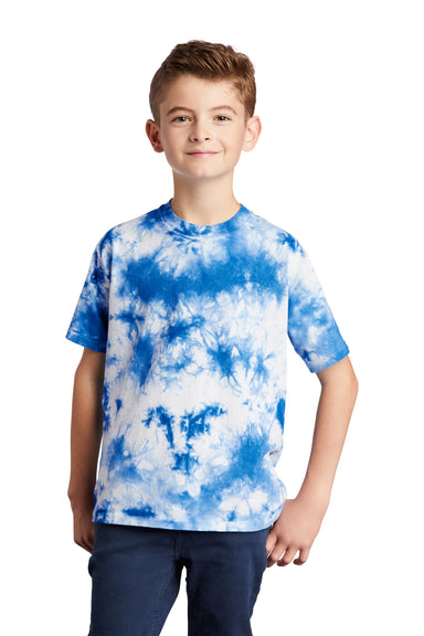 Port & Company Youth Crystal Tie-Dye Short Sleeve Crewneck T-Shirt True Royal Blue Front