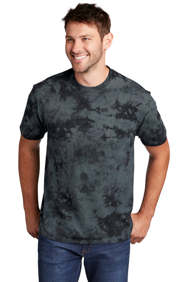 Port & Company Mens Crystal Tie-Dye Short Sleeve Crewneck T-Shirt Black Front
