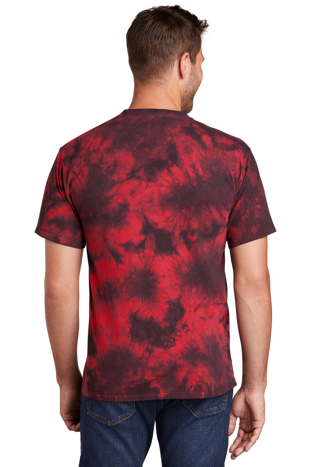 Port & Company Mens Crystal Tie-Dye Short Sleeve Crewneck T-Shirt Black/Red Side