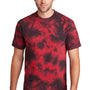 Port & Company Mens Crystal Tie-Dye Short Sleeve Crewneck T-Shirt - Black/Red