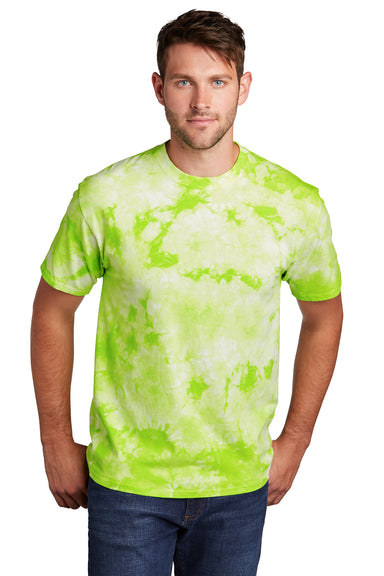 Port & Company Mens Crystal Tie-Dye Short Sleeve Crewneck T-Shirt Lemon Lime Front