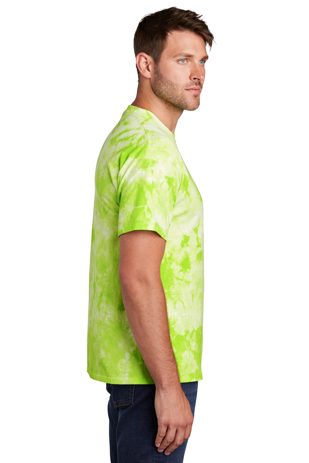 Port & Company Mens Crystal Tie-Dye Short Sleeve Crewneck T-Shirt Lemon Lime Side