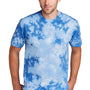 Port & Company Mens Crystal Tie-Dye Short Sleeve Crewneck T-Shirt - Sky Blue