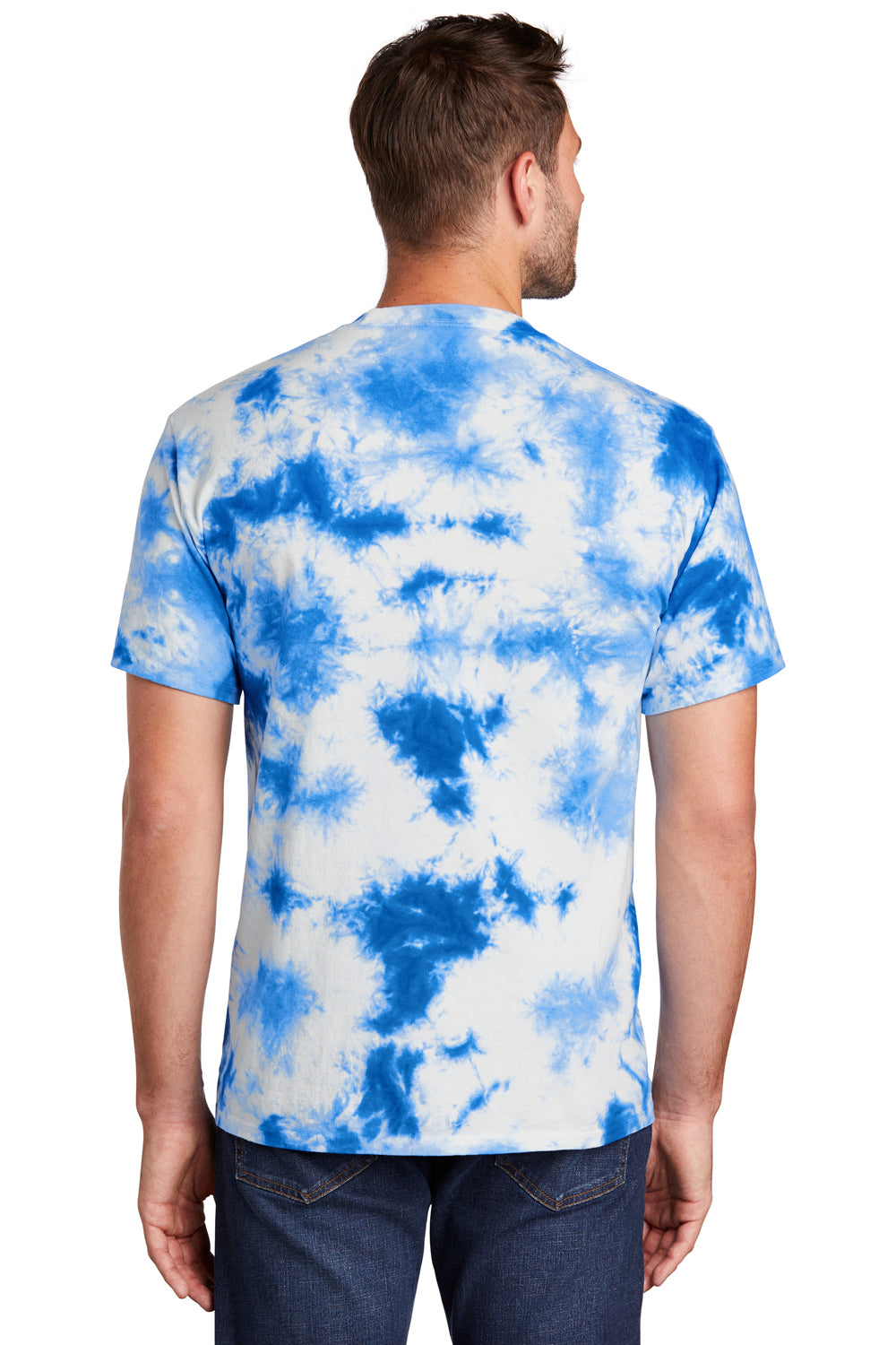 Port & Company Mens Crystal Tie-Dye Short Sleeve Crewneck T-Shirt True Royal Blue Side