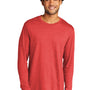 Port & Company Mens Long Sleeve Crewneck T-Shirt - Heather Bright Red