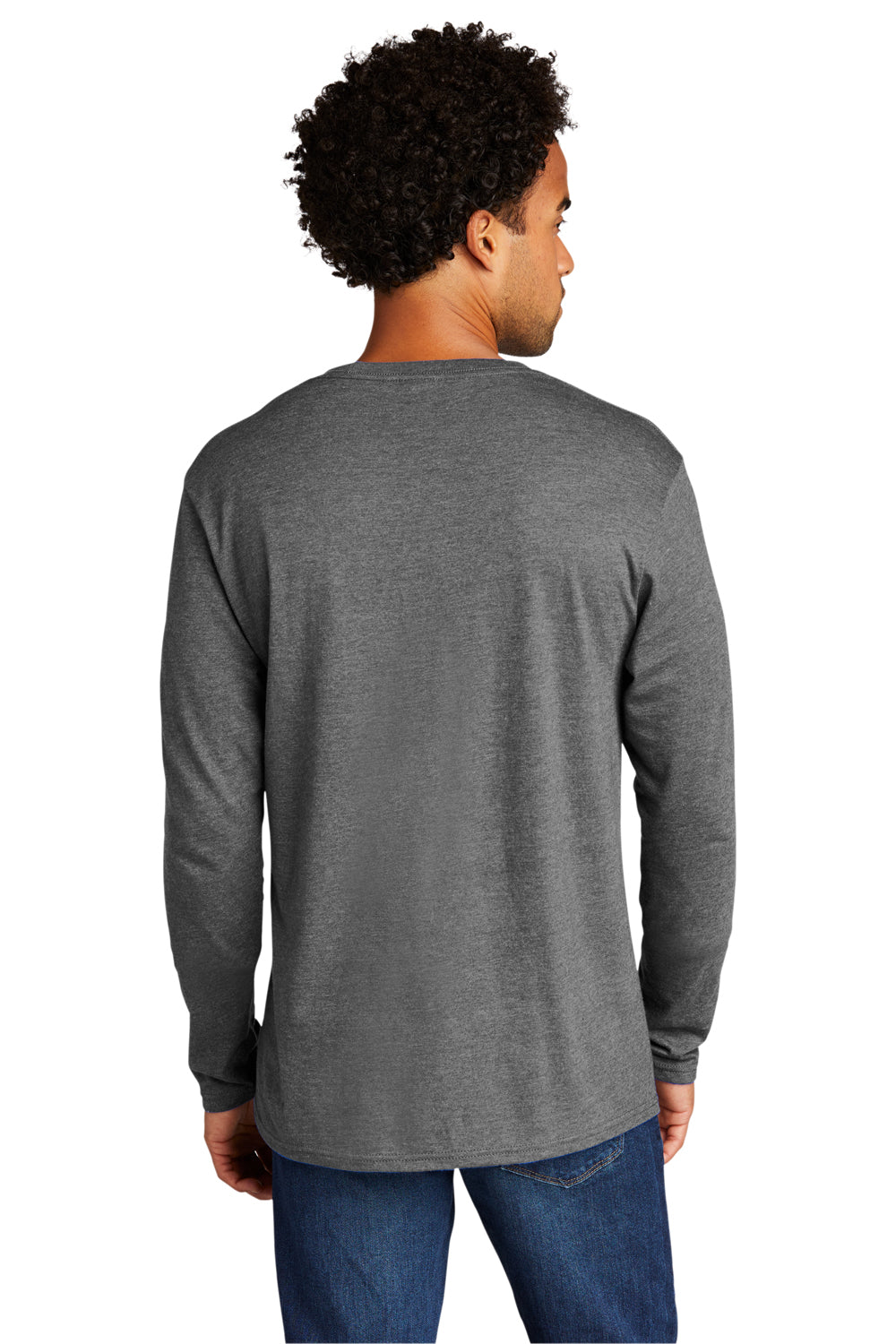 Port & Company Mens Long Sleeve Crewneck T-Shirt Heather Graphite Grey Side