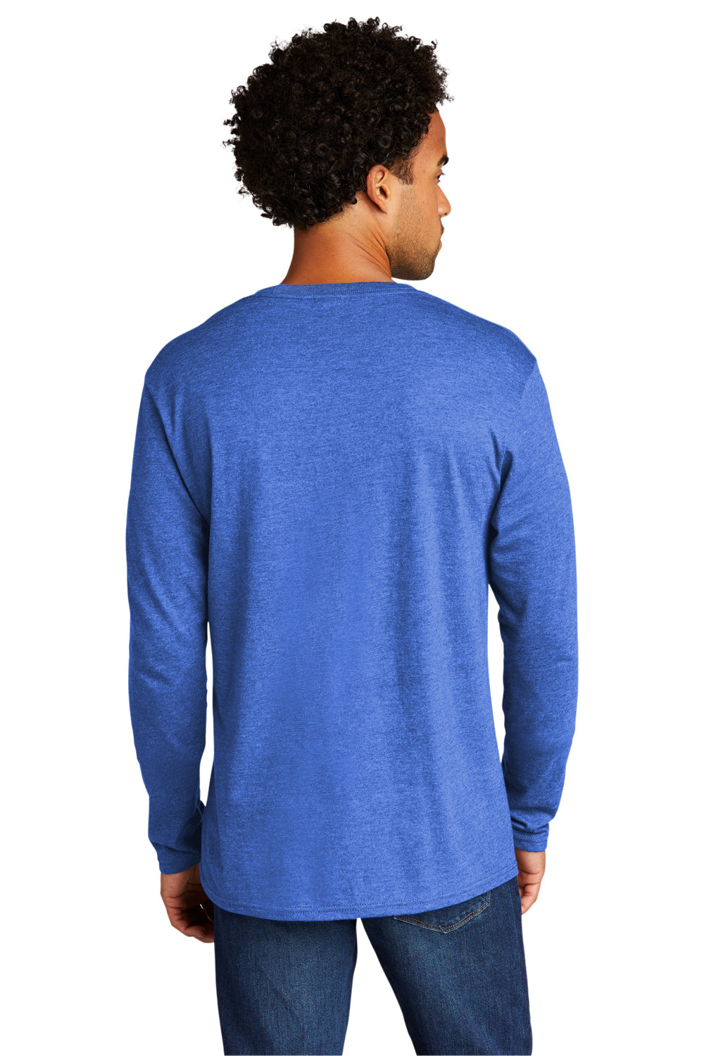 Port & Company Mens Long Sleeve Crewneck T-Shirt Heather Royal Blue Side
