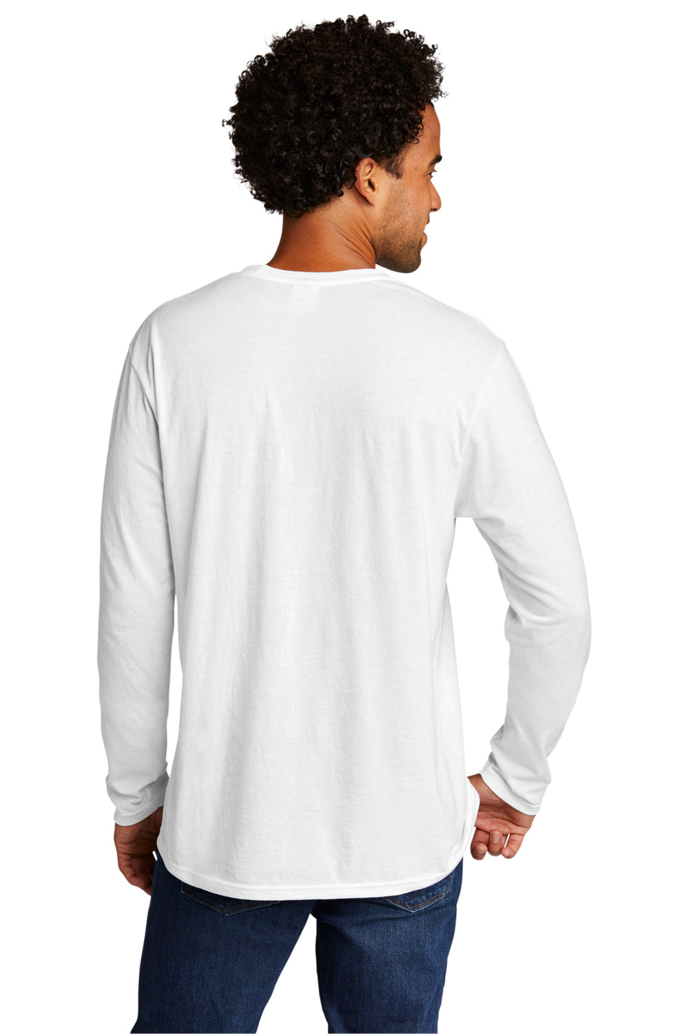 Port & Company Mens Long Sleeve Crewneck T-Shirt White Side