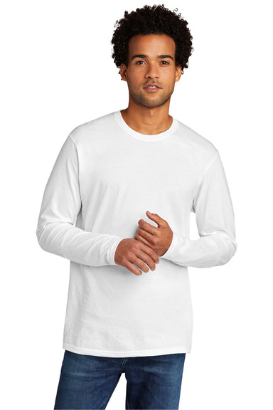 Port & Company Mens Long Sleeve Crewneck T-Shirt White Front