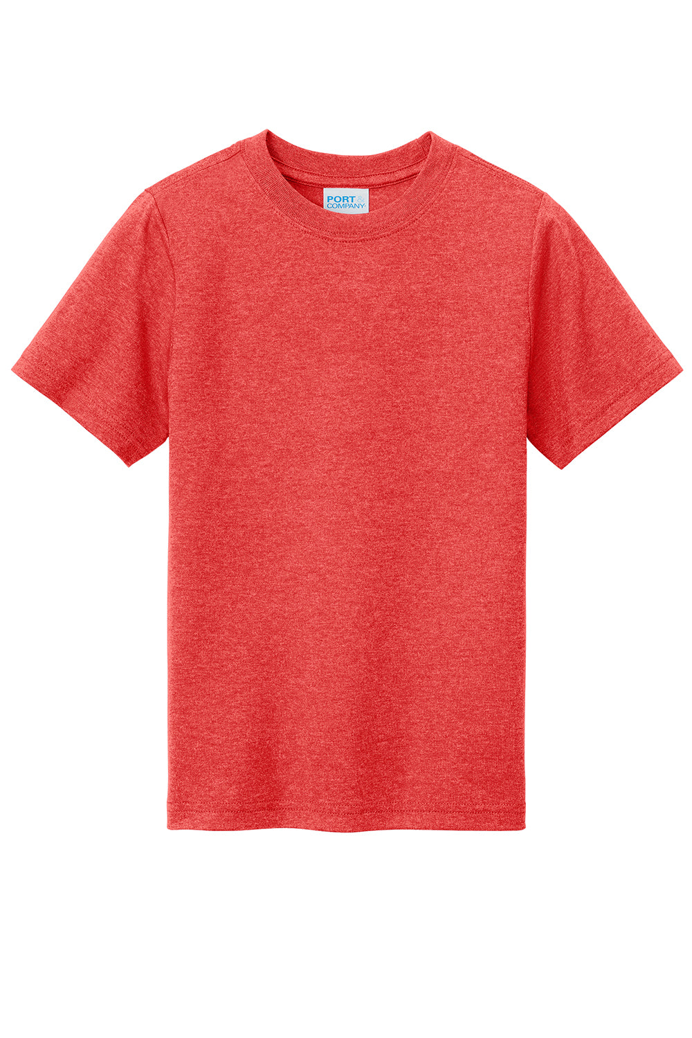 Port & Company PC330Y Youth Short Sleeve Crewneck T-Shirt Bright Heather Red Flat Front