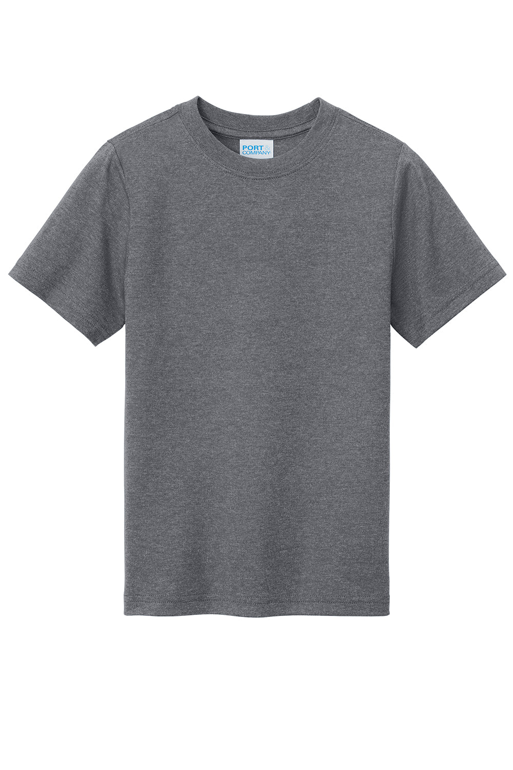 Port & Company PC330Y Youth Short Sleeve Crewneck T-Shirt Heather Graphite Grey Flat Front