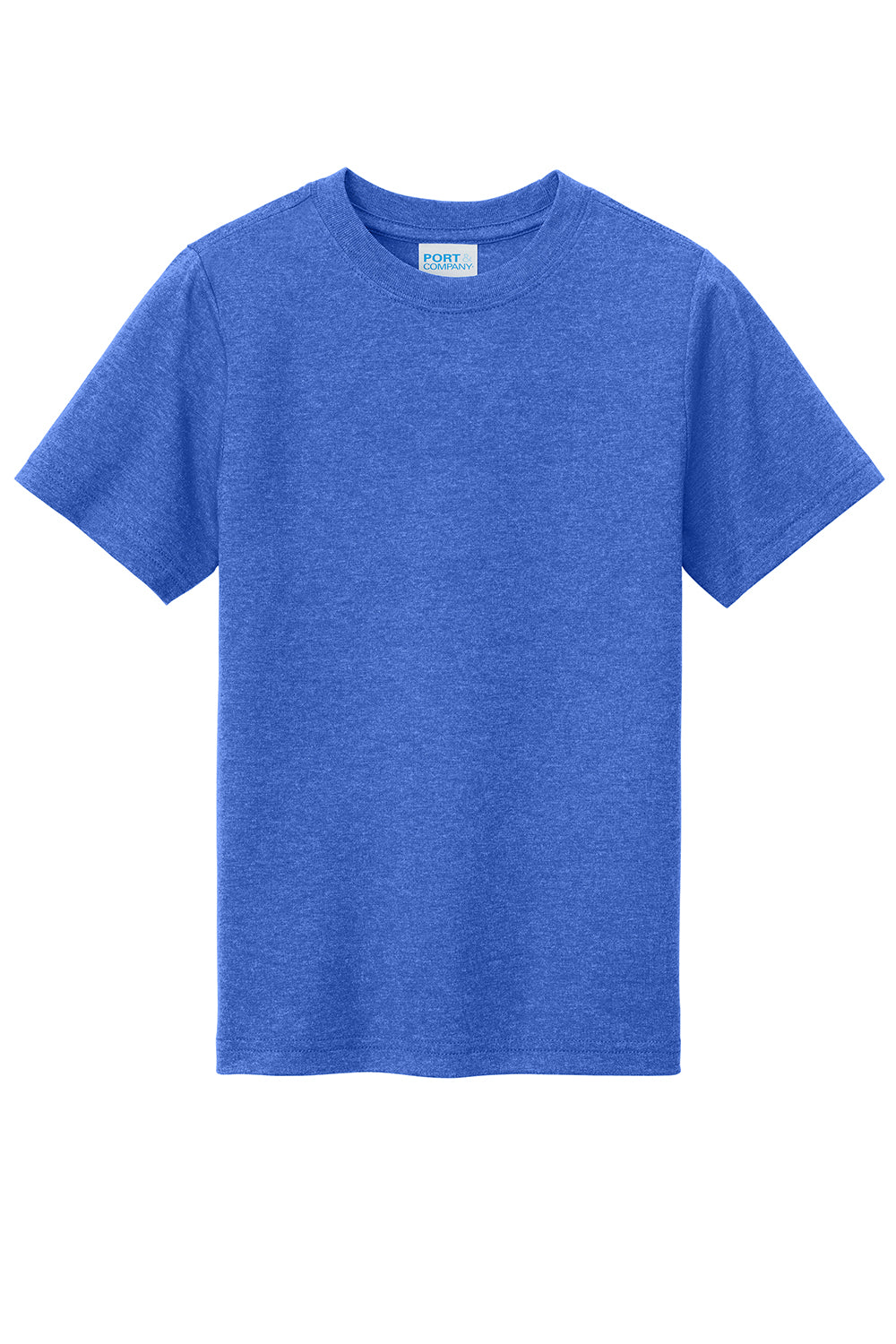 Port & Company PC330Y Youth Short Sleeve Crewneck T-Shirt Heather Royal Blue Flat Front