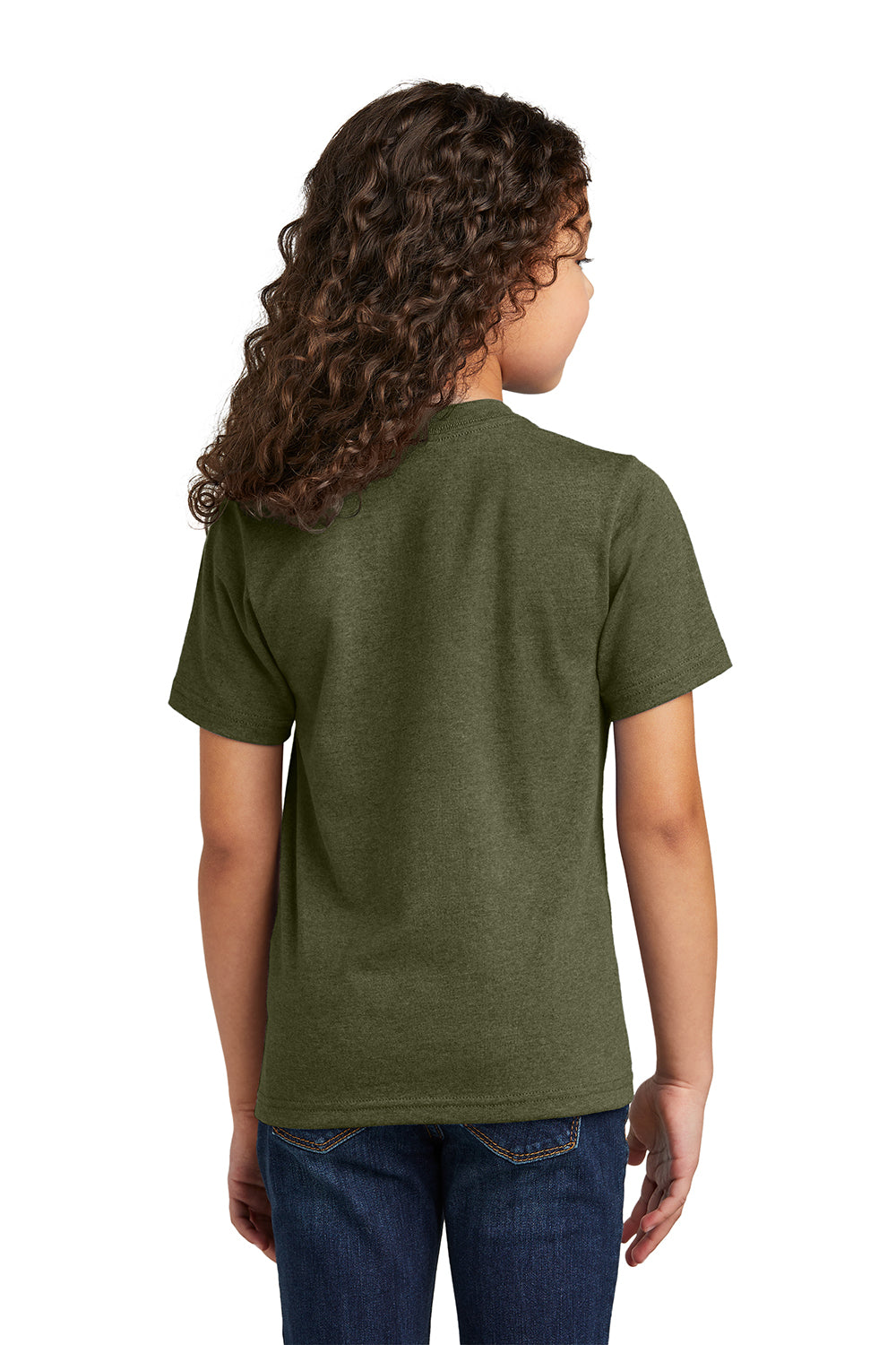 Port & Company PC330Y Youth Short Sleeve Crewneck T-Shirt Heather Military Green Back