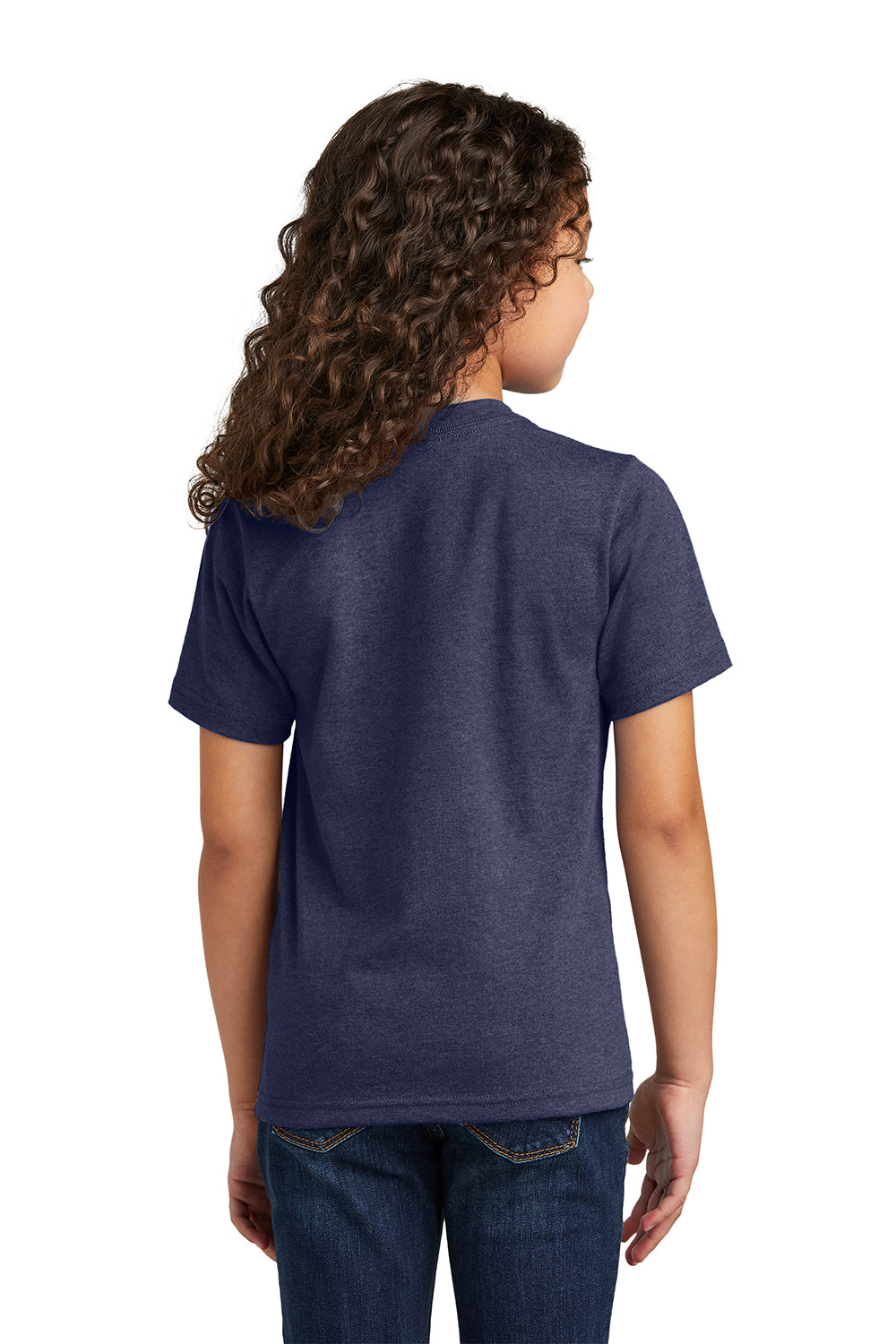 Port & Company PC330Y Youth Short Sleeve Crewneck T-Shirt Heather Team Navy Blue Back