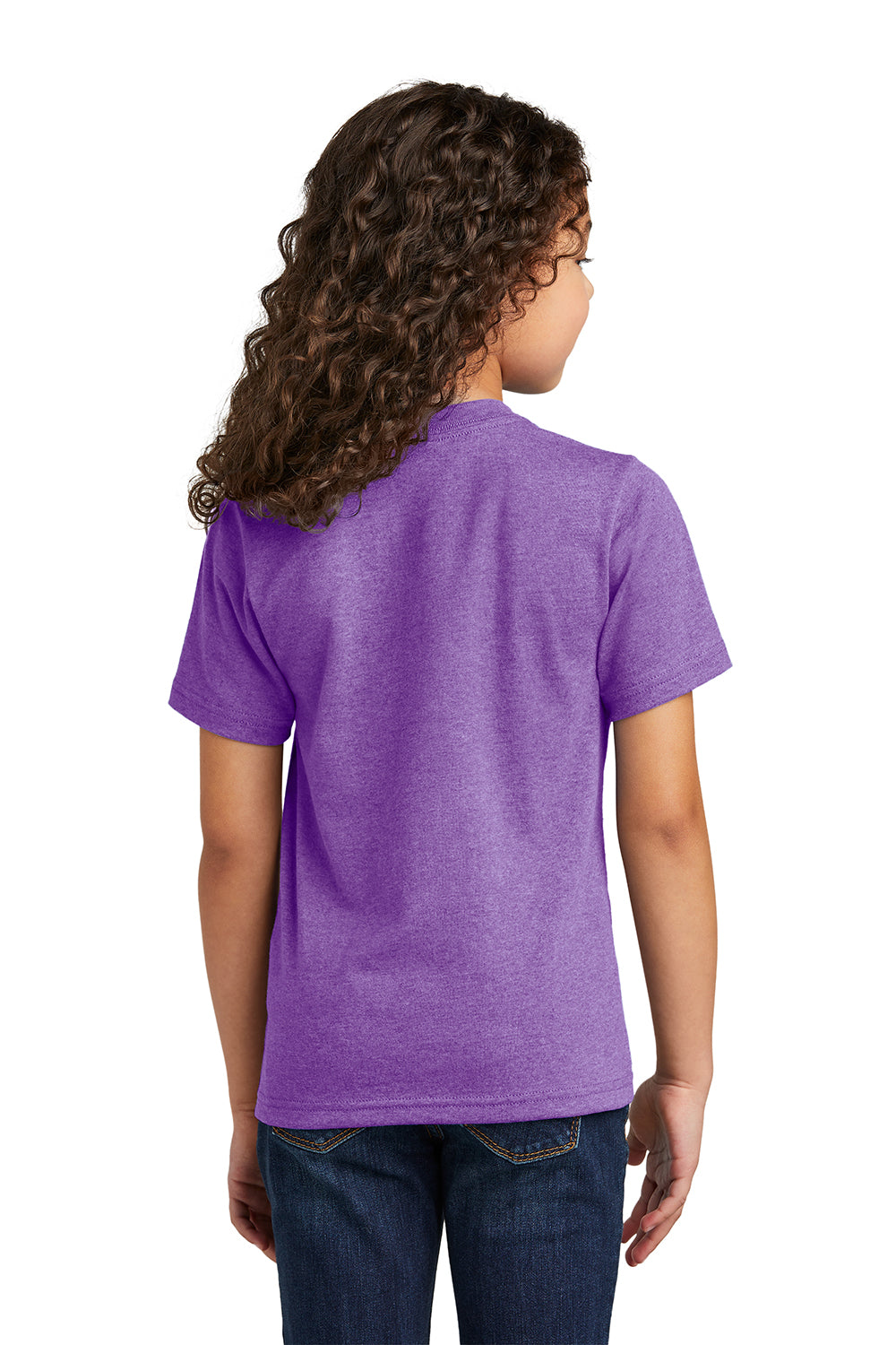 Port & Company PC330Y Youth Short Sleeve Crewneck T-Shirt Heather Team Purple Back