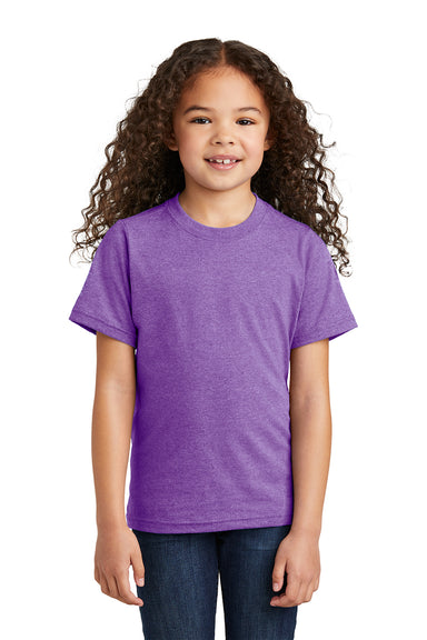 Port & Company PC330Y Youth Short Sleeve Crewneck T-Shirt Heather Team Purple Front
